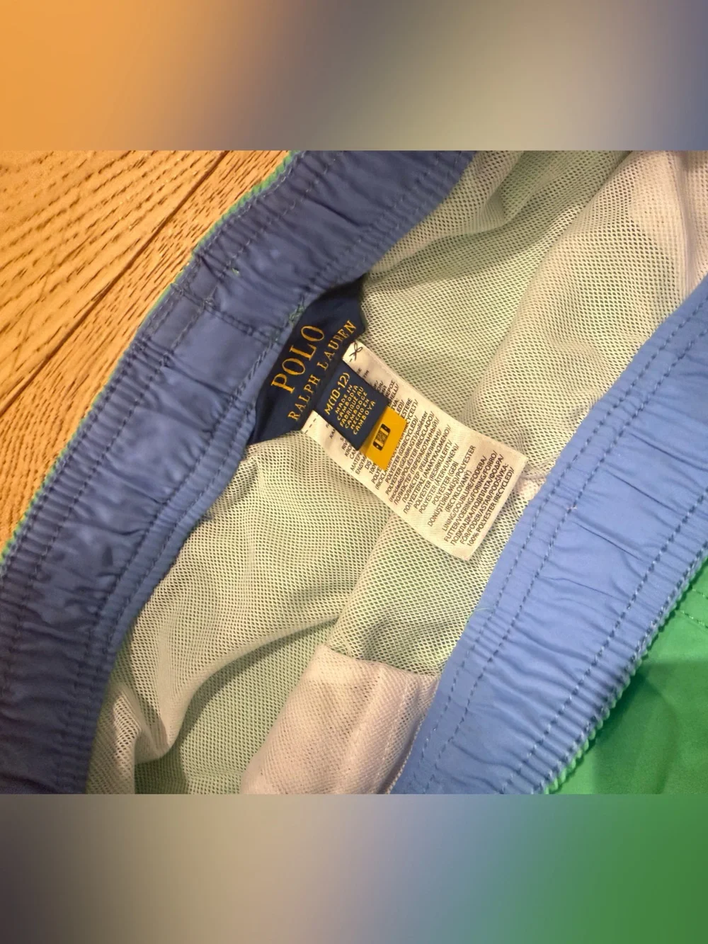Polo by Ralph Lauren Light Turquoise Swim Trunks with Blue Waistband